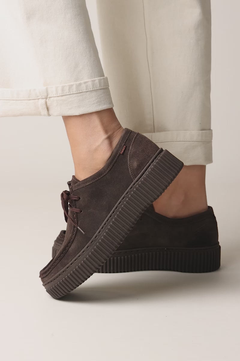 Mocassini platform con lacci - Suede Marrone