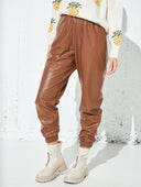 Ψηλόμεσο παντελόνι δερματίνη - Καφέ - thefashionproject.gr - The Fashion Project
