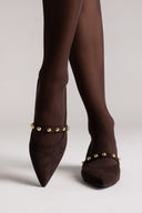 Pumps Kitten Heel Studded Strap TFP - Brown Suede - thefashionproject.gr - TFP