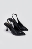 Pumps Slingback TFP - Black Croc - thefashionproject.gr - TFP