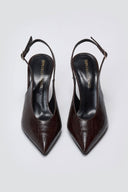 Pumps Slingback TFP - Brown Croc - thefashionproject.gr - TFP