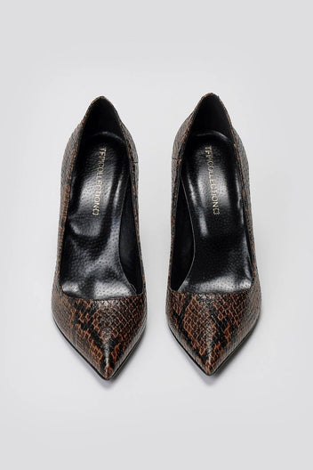 Pumps Snake Print TFP - Brown Snake Print - thefashionproject.gr - TFP