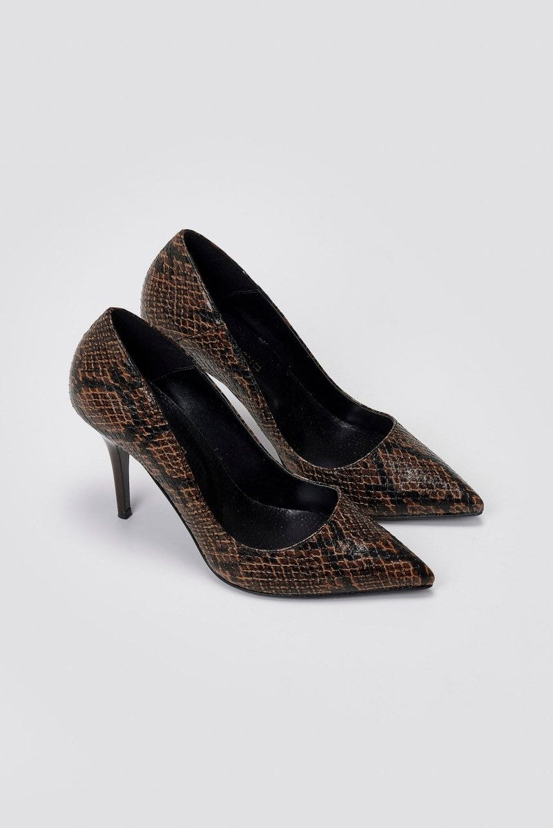 Pumps Snake Print TFP - Brown Snake Print - thefashionproject.gr - TFP