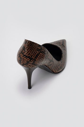 Pumps Snake Print TFP - Brown Snake Print - thefashionproject.gr - TFP