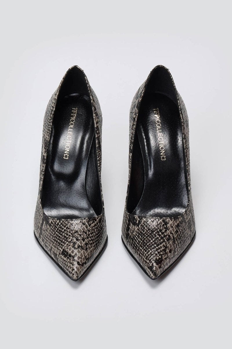 Pumps Snake Print TFP - Grey Snake Print - thefashionproject.gr - TFP