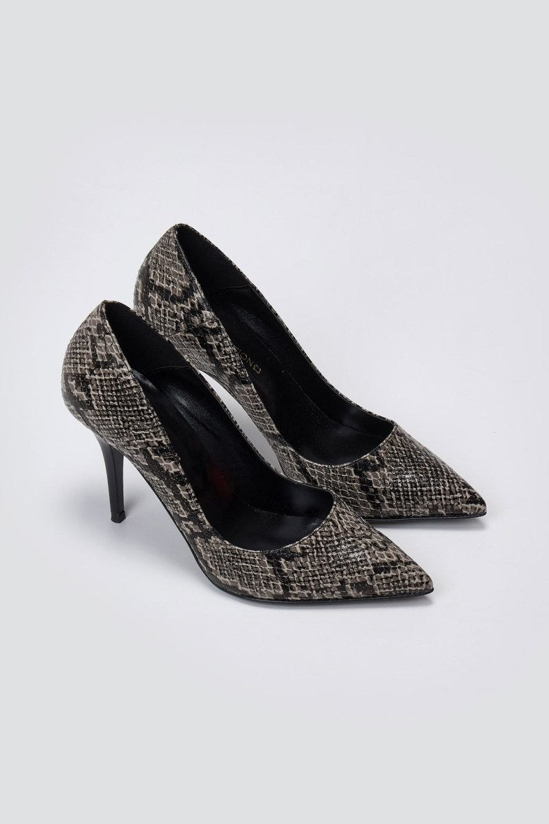 Pumps Snake Print TFP - Grey Snake Print - thefashionproject.gr - TFP