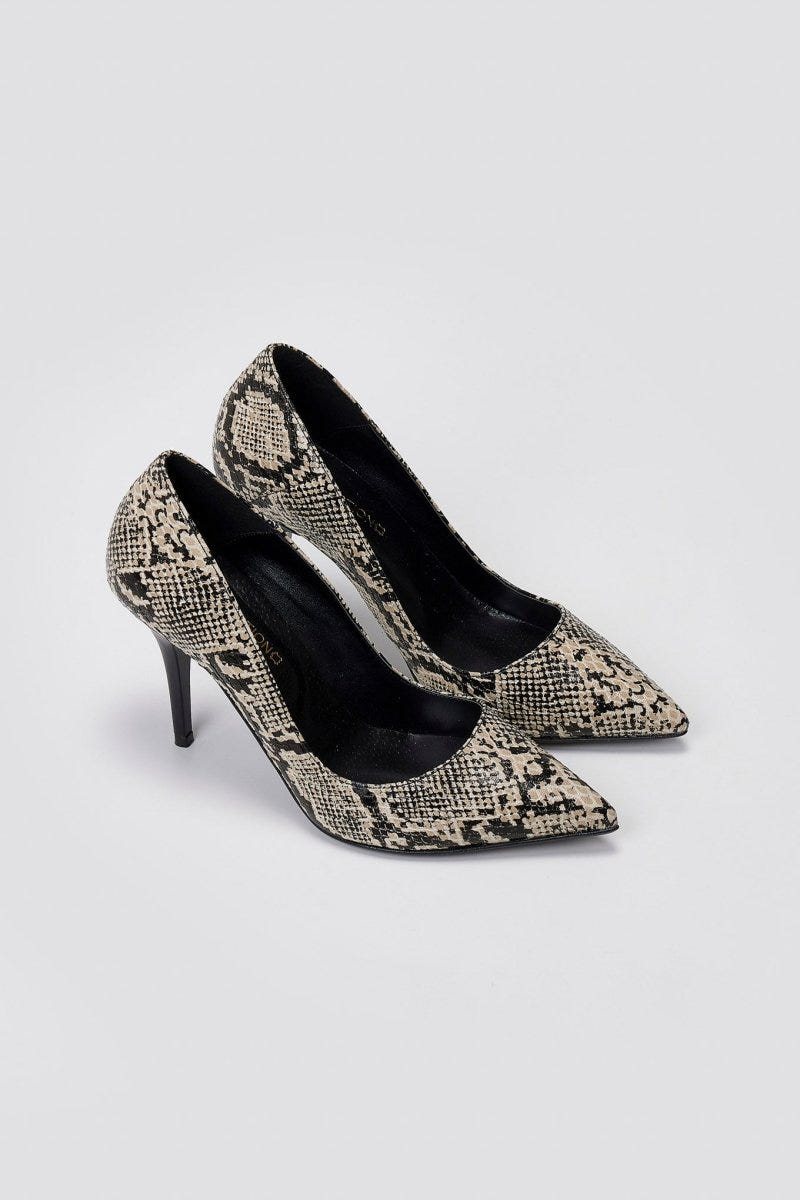Pumps Snake Print TFP - Ivory Black Snake Print - thefashionproject.gr - TFP