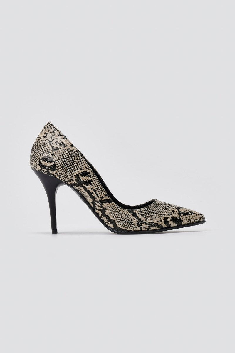 Pumps Snake Print TFP - Ivory Black Snake Print - thefashionproject.gr - TFP