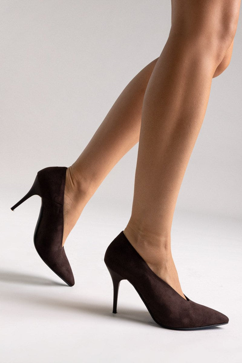 Pumps Stiletto Heel TFP - Brown Suede - thefashionproject.gr - TFP