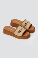 RAGAZZA - Raffia Slide Sandals - Beige Raffia