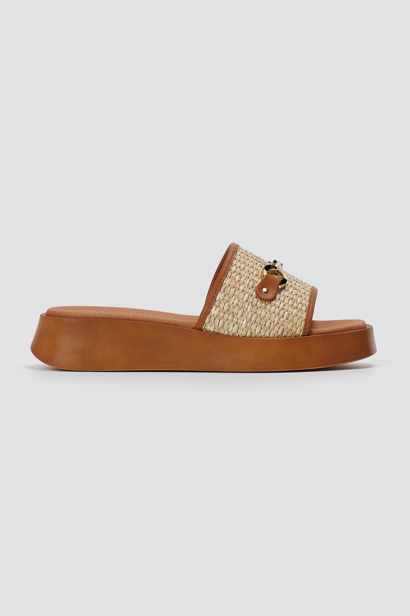 Raffia Slide Sandals - Beige Raffia – thefashionproject.gr