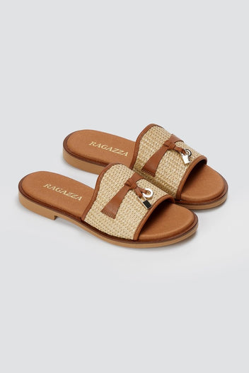 RAGAZZA - Raffia Slide Sandals - Natural Jute