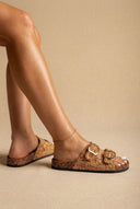 ERYNN - Raffia Strap Sandals Buckle Detail - Beige Raffia