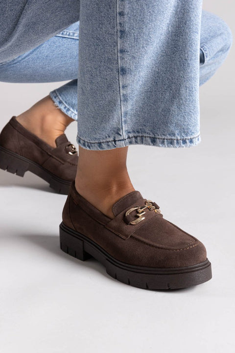 Suede Leather Comfort Loafers - Brown