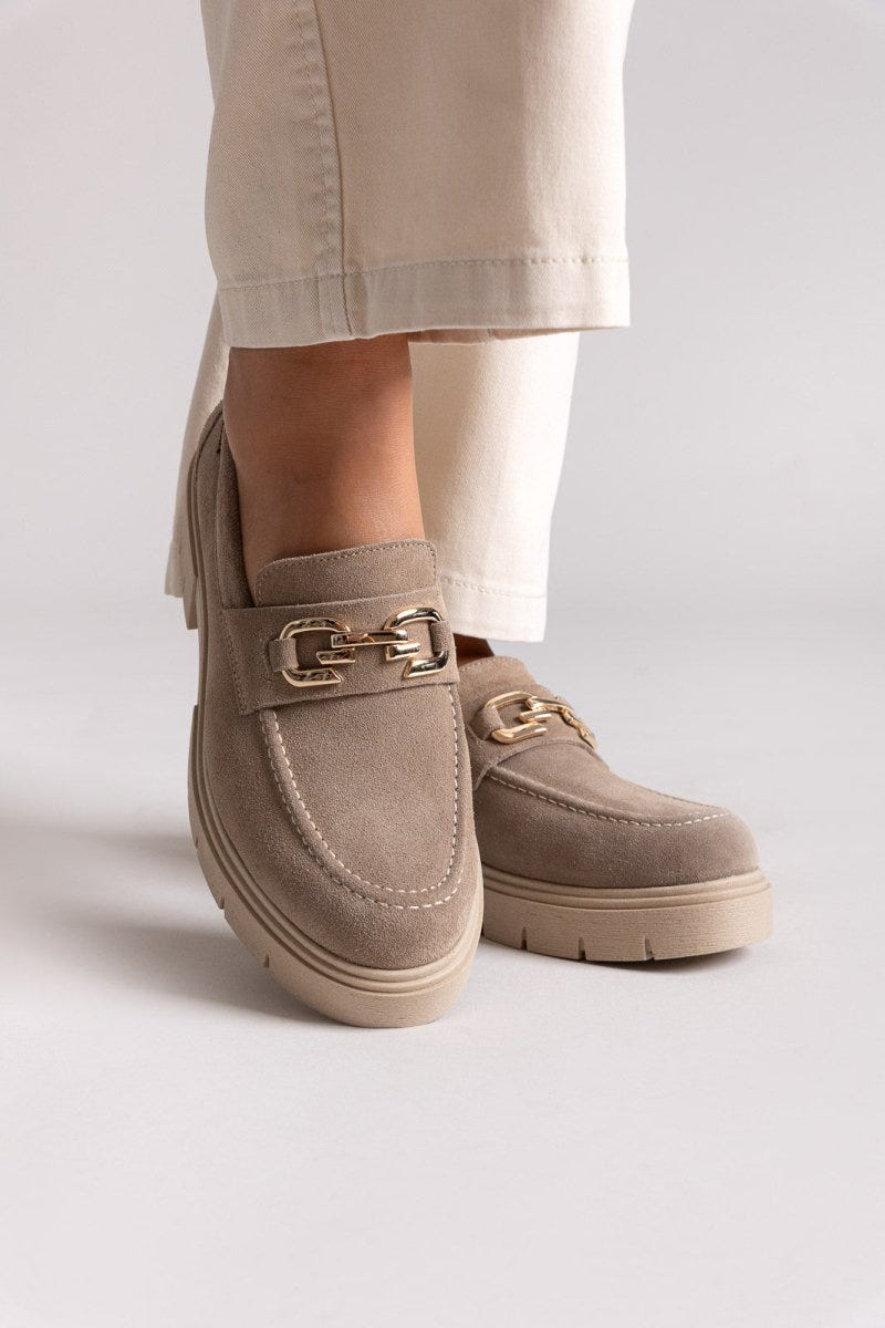 Ragazza 0190 Suede Leather Comfort Loafers - Μπεζ - thefashionproject.gr - RAGAZZA