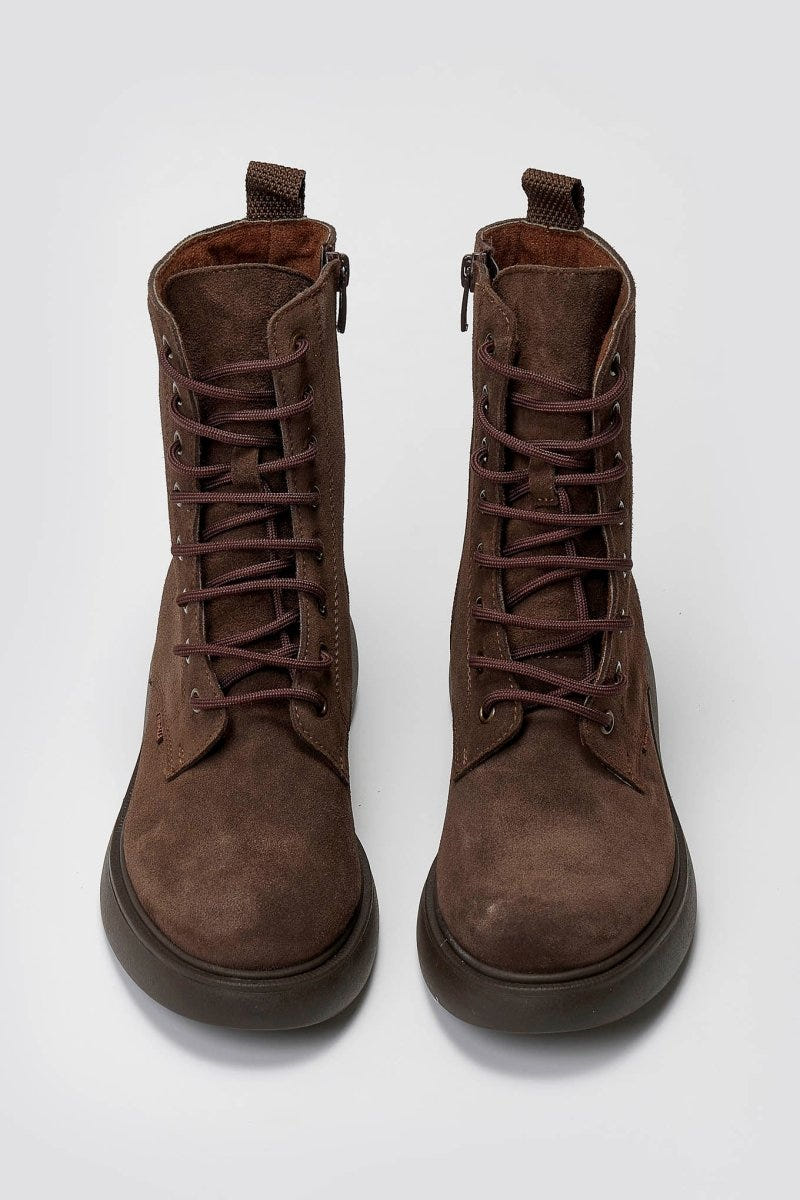 Ragazza 0230 Suede Lace - Up Ankle Boot - Brown Suede - thefashionproject.gr - RAGAZZA