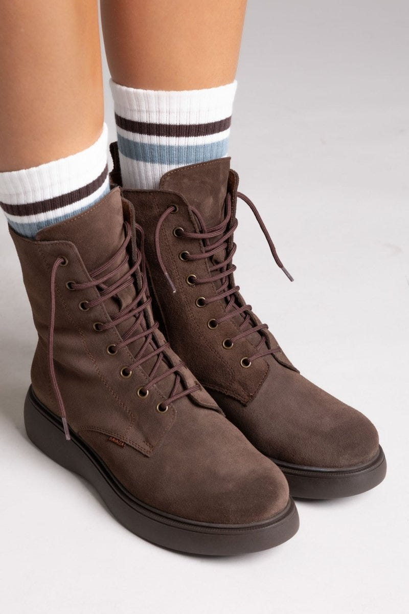 Ragazza 0230 Suede Lace - Up Ankle Boot - Brown Suede - thefashionproject.gr - RAGAZZA