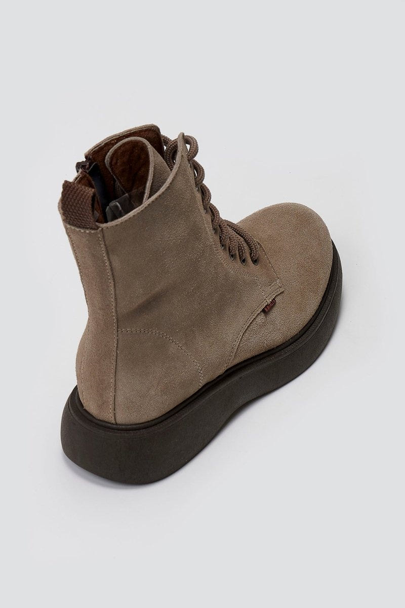 Ragazza 0230 Suede Lace - Up Ankle Boot - Taupe Suede - thefashionproject.gr - RAGAZZA