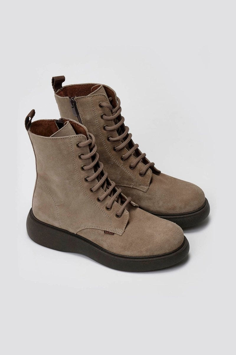 Ragazza 0230 Suede Lace - Up Ankle Boot - Taupe Suede - thefashionproject.gr - RAGAZZA