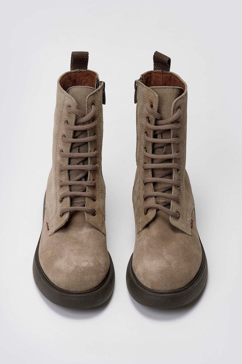 Ragazza 0230 Suede Lace - Up Ankle Boot - Taupe Suede - thefashionproject.gr - RAGAZZA