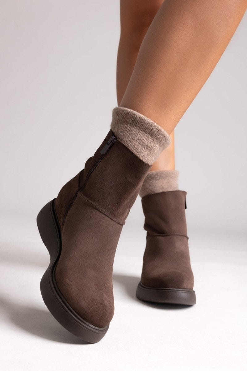 Ragazza 0235 Suede Comfort Ankle Boots - Brown Suede - thefashionproject.gr - RAGAZZA