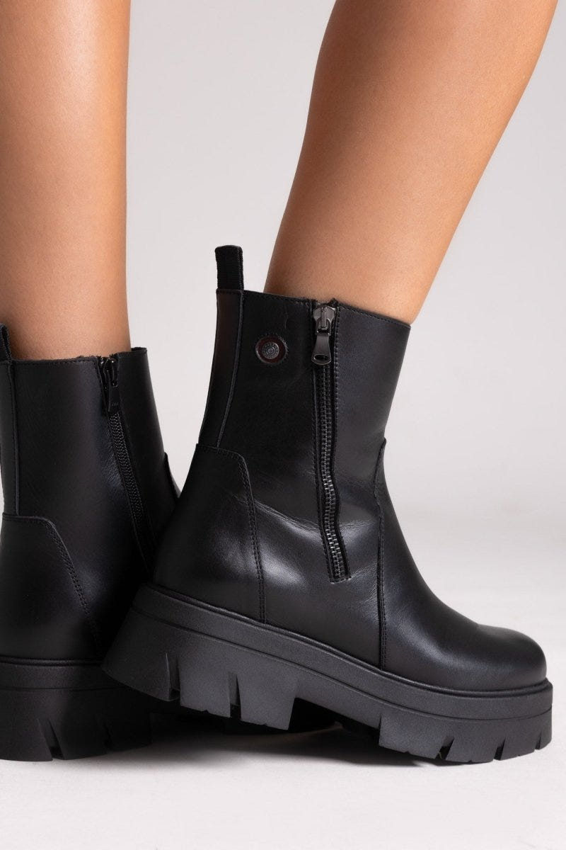 Ragazza 0259 Leather Ankle Boots with Zipper - Black Matte - thefashionproject.gr - RAGAZZA