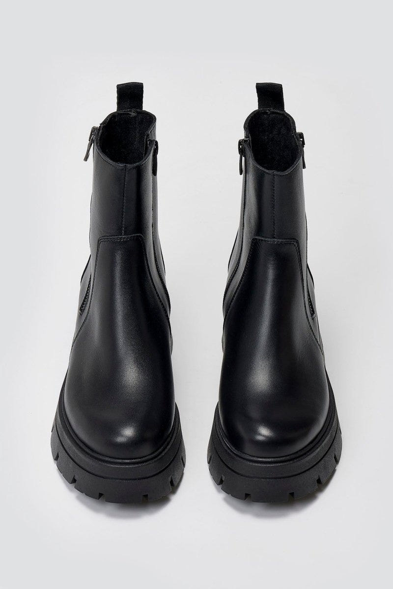 Ragazza 0259 Leather Ankle Boots with Zipper - Black Matte - thefashionproject.gr - RAGAZZA