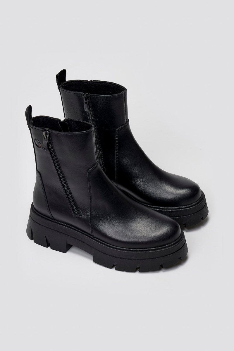 Ragazza 0259 Leather Ankle Boots with Zipper - Black Matte - thefashionproject.gr - RAGAZZA