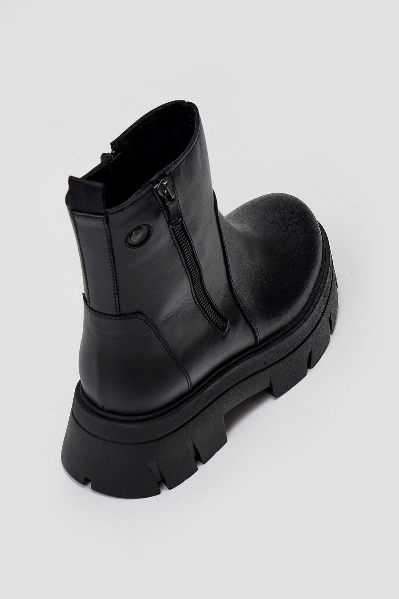 Ragazza 0259 Leather Ankle Boots with Zipper - Black Matte - thefashionproject.gr - RAGAZZA