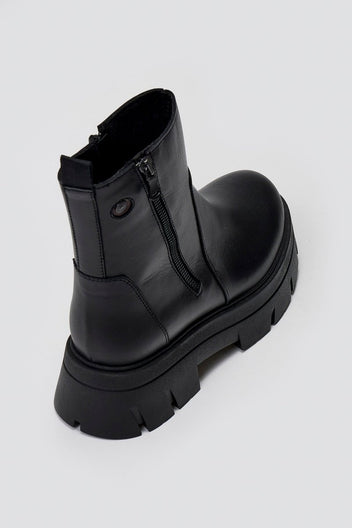 Ragazza 0259 Leather Ankle Boots with Zipper - Black Matte - thefashionproject.gr - RAGAZZA