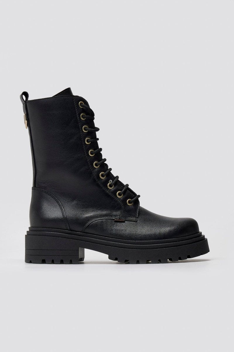 Ragazza 0283 Leather Combat Boots for Comfort - Black Matte - thefashionproject.gr - RAGAZZA