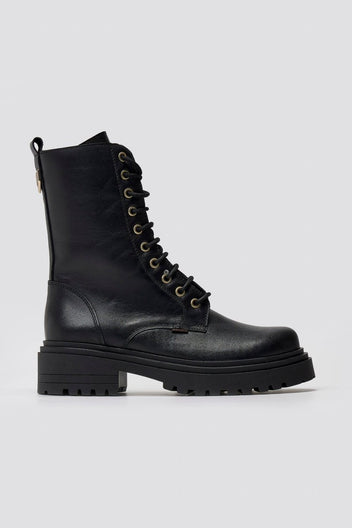 Ragazza 0283 Leather Combat Boots for Comfort - Black Matte - thefashionproject.gr - RAGAZZA