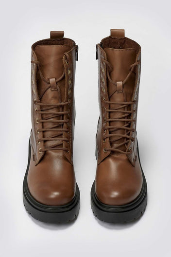Ragazza 0283 Leather Combat Boots for Comfort - Tan Matte - thefashionproject.gr - RAGAZZA