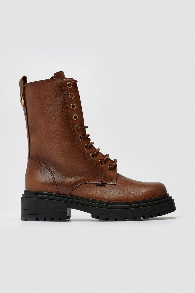 Ragazza 0283 Leather Combat Boots for Comfort - Tan Matte - thefashionproject.gr - RAGAZZA