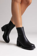 Ragazza 0658 Leather Ankle Boots with Square Toe - Black Matte - thefashionproject.gr - RAGAZZA