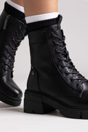 Refresh 172906 Vegan Lace - Up Ankle Boots - Black Matte - thefashionproject.gr - Refresh