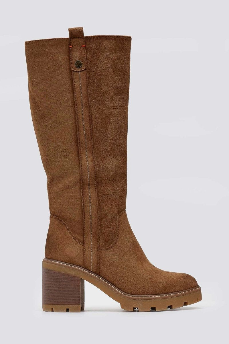 Refresh 173033 Vegan Suede Stretch Boots Taupe Suede