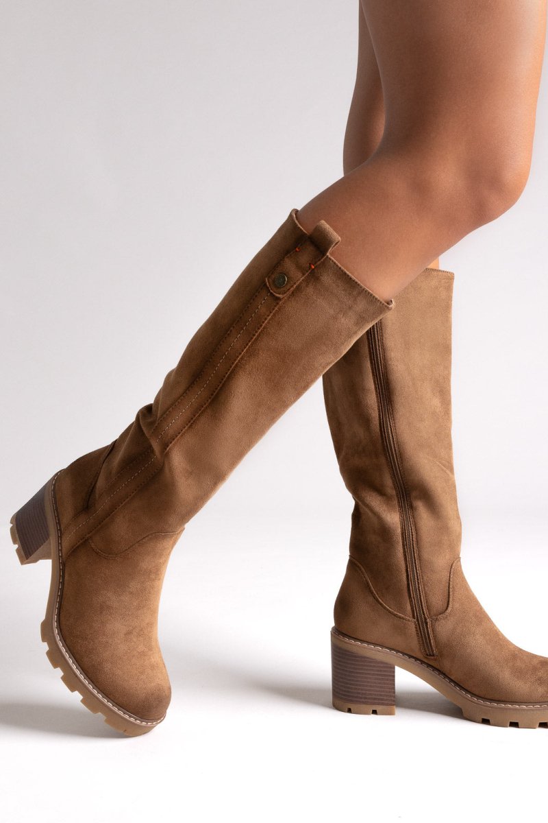 Refresh 173033 Vegan Suede Stretch Boots Taupe Suede