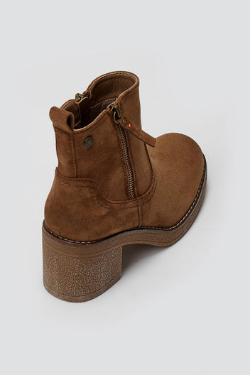 Refresh 173038 Vegan Suede Ankle Boots with Side Zip - Beige Suede - thefashionproject.gr - Refresh