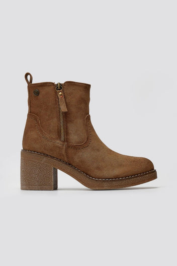 Refresh 173038 Vegan Suede Ankle Boots with Side Zip - Beige Suede - thefashionproject.gr - Refresh