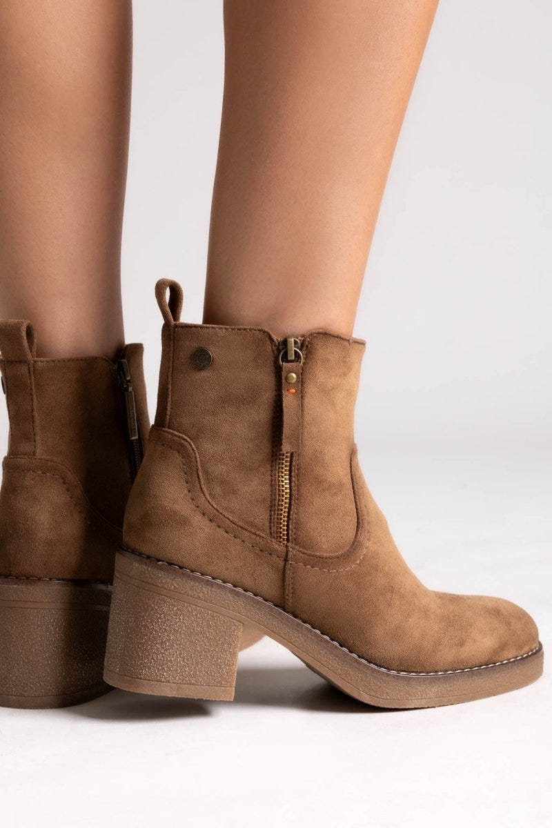 Refresh 173038 Vegan Suede Ankle Boots with Side Zip - Beige Suede - thefashionproject.gr - Refresh