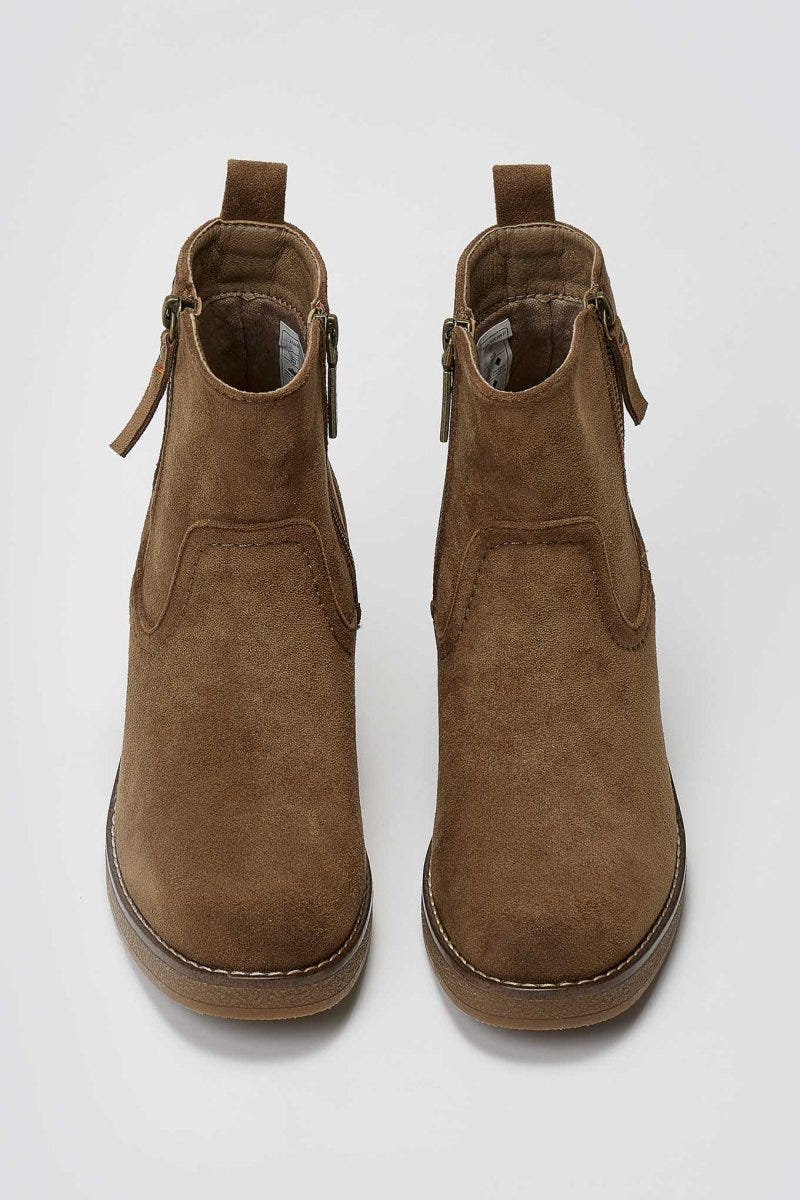 Refresh 173038 Vegan Suede Ankle Boots with Side Zip - Beige Suede - thefashionproject.gr - Refresh