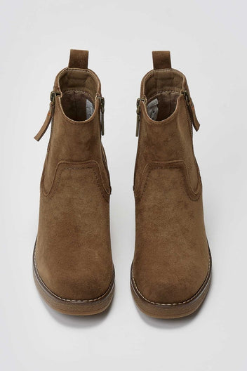 Refresh 173038 Vegan Suede Ankle Boots with Side Zip - Beige Suede - thefashionproject.gr - Refresh