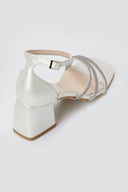 TFP - Rhinestone Ankle Strap Sandals - Pearl White