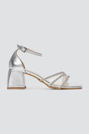 TFP - Rhinestone Ankle Strap Sandals - Silver Metallic