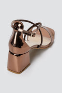 TFP - Rhinestone Block Heel Sandals TFP - Brown Mirror