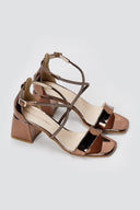TFP - Rhinestone Block Heel Sandals TFP - Brown Mirror