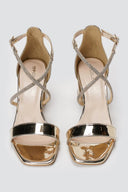 TFP - Rhinestone Block Heel Sandals TFP - Gold Mirror