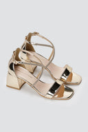 TFP - Rhinestone Block Heel Sandals TFP - Gold Mirror
