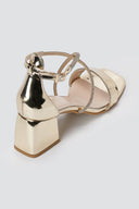 TFP - Rhinestone Block Heel Sandals TFP - Gold Mirror